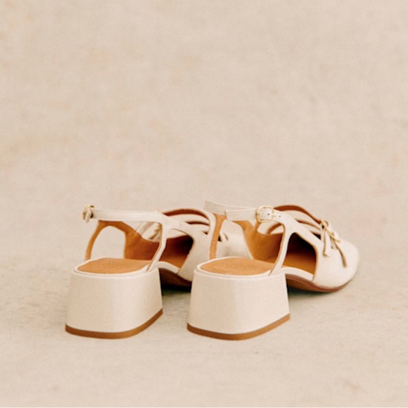 Sezane Paula Babies Mid Block Heel Slingback Sandals White Lacquer NIB Size 8 - Picture 4 of 15